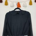 Honey Punch  Black Polka Dot Long Sleeve Crop Top Size Medium Photo 7