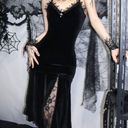 Dolls Kill Black midi Velvet dress size M Photo 6