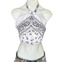 Bandana Halter Top Crop One Size Festival Western White Handcrafted Unique NEW Photo 0