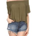  OnTwelfth Off-the-Shoulder Smocked Cropped Tank Top Large Photo 6