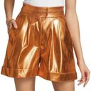 Kimberly  GOLDSON Women’s Lizzie Pleated Metallic Shorts Copper Sz 4 Photo 0