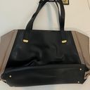 Ralph Lauren RLL Guilford Leather Large Expandable Shoulder Tote Bag Black/Tan Black Photo 3