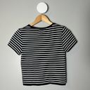 Aura  women's black and white striped stretchy cropped short sleeve tee XL XXL Photo 1