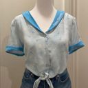 Hot Topic Sailor Moon Anime Sailor Mercury Collared Blue Button-Up Tie-Front Cropped Shirt Photo 5