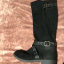 REPORT ARVADA BLACK SUEDE KNEE HIGH ZIP UP WOMENS BOOTS WITH BUCKLE SIZE 5.5 Photo 3