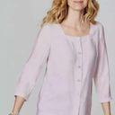 J.Jill NEW  Pale Orchid Square-Neck Button Down 3/4 Sleeve Pleated Blouse Photo 3