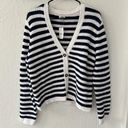 J.Crew  Navy Blue White Chunky Knit Button Cardigan Sweater Large Photo 0