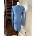 L'Agence  Womens Sweater Dress Blue Stretch Jewel Neck Long Sleeve Ribbed S New Photo 4