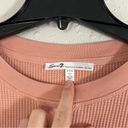 Seven7  Peach Waffle Knit Long Sleeve Shirt Top Blouse Casual Comfy Spring Small Photo 1