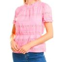 J.Crew  Daisy-Chain Lace Cotton Peplum Top (Sz M) Pink Eyelet Floral Appliqué Photo 0