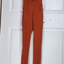 Daisy  Orange Ribbed Stretchy Fitted Jumpsuit Bodysuit Catsuit Tank Scoop Neck M Photo 2