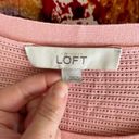 Loft  Pink Pointelle Open Knit Side Button Pullover Sweater Size Large Photo 6