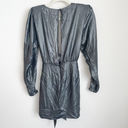 L'Academie NWT  The Dore Silver Front Tie Long Sleeve Mini Dress Photo 7