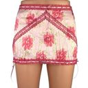 New Frankies Bikinis Pink Floral Silky Satin Lace Pencil Straight Mini Skirt S Photo 0