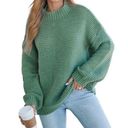 High Neck Ribbed Knit Sweater Oversized Drop Shoulder Stretchy Women’s Size M Photo 0