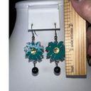 Daisy Vintage Enameled and Rhinestone Bead  Dangle Earrings Photo 4