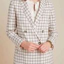 Anthropologie NEW  Size Small Tasha Windowpane Double-Breasted Blazer Ivory Black Photo 0