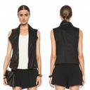 Vince  Leather Linen Asymmetric Moto Biker Vest Black Womens Size XS Photo 2