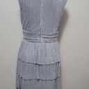 Connected Apparel  silver plisse tiered midi dress size 12 Photo 4