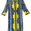 Sandra Darren NWOT  Mod Yellow & Blue 3/4 Sleeve Shift Dress Size Large Boho Photo 0