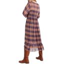 Madewell Plaid Long Flutter Sleeve Sheer Maxi Dress Navy Blush Size 6 NEW Photo 1