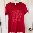 red Graphic T dog design w dog quote Size M Photo 1