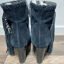 Polo  Ralph Lauren Ankle Booties Suede Boots Fringe Leather Black Western 9 Photo 3