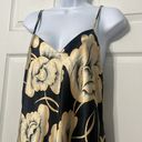 Natori  Floral Long Satin Slip Dress Vintage Gold Black Floral Size Medium Photo 3