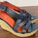 Via Spiga  Blue Metallic Espadrille Wedge Sandals - Size 9.5 Photo 1