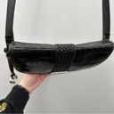 Brighton Vintage  Black Croc Print Leather Snap Front Buckle Strap Crossbody Bag Photo 6