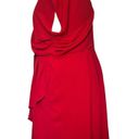 City Chic  Faux Wrap Surplice Midi Dress Size 24/XXL Red V-Neck Lined Skirt Photo 4