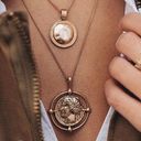 Anthropologie 14K Gold Athena Greek Goddess Double Layer Adjustable Necklace Photo 0