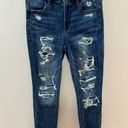 American Eagle Size 10 Regular  Dark Blue Distressed Hi-Rise Jegging Crop Jeans Photo 0