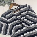 Dress Barn  Open Cardigan White Black Grey Horizontal Stripes Medium Photo 7