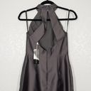 Alfred Sung NWT  Caviar Gray High Neck Cut Out Satin Dress Size 2 Photo 4