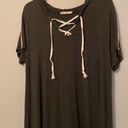 Heart and Hips Hoodie Dress Grey Short Sleeves Lace Front Photo 1