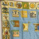 Cherubs and Demitasse Cup Printed Silk Scarf Blue and Gold Square EUC Photo 3