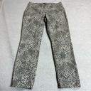 NYDJ  Cream & Grey Floral Printed Pull On Straight Leg Jeans Size 2 Photo 0