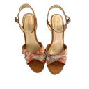 Talbots  Size 9 Sandals Orange Open Toe Ankle Strap Wedge Espadrille Shoes Photo 1