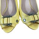 Frye  Yellow Leather Buckle Detail Peep Toe Wedges Women SZ 6 Photo 8