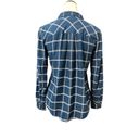 Draper James  Womens Button Up Shirt Blue Plaid Long Sleeve Cuff Round Hem 2 Photo 3