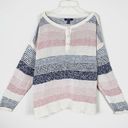 CHAPS  Pink & Blue Striped Henley Sweater Photo 4