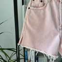 ZARA  Light Pink High Rise Side Slit Button Fly Cut-Off Denim Shorts Women’s 2 Photo 1