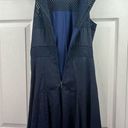 Rebecca Taylor  DRESS NAVY FIT & FLARE LAZER CUTOUT LINED SZ 4 EUC CLEAN CRISP Photo 0