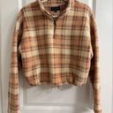 Pink Lily Size Small Love Tree Plaid Sherpa Quarter Zip Pullover Photo 0