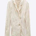 ZARA  NWT Wrinkled Satin Effect collared cream button front blazer Photo 1