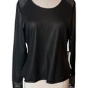 Gottex NWT  faux leather mesh long sleeve top black sz L Photo 0