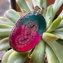 Handmade Solar Quartz Gemstone pink Blue Silver Pendant Photo 7