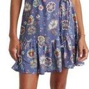 Marine layer  NWT Linen Blend Laney Floral Short Dress Purple Large $128 Photo 0