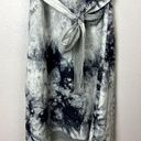 CoVelo Artsy Linen Blend Dress Womens Sz. 6 Layered Tie Die Waist Tie Gray White Photo 3